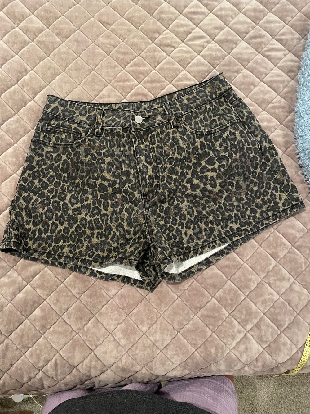 SHEIN Leopard Print Denim Shorts - Brown/Black